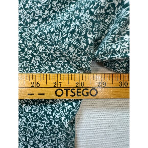 Croft & Barrow Womens The Classic Tee Shirt Sz 3X Green White Floral Long Sleeve - Picture 6 of 10